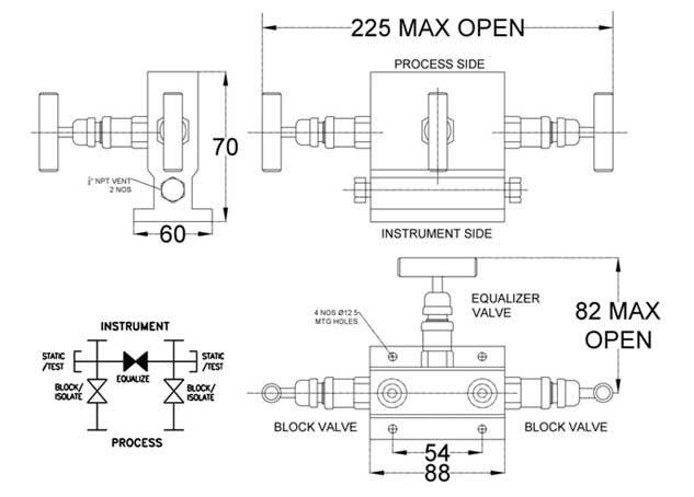 three way manifold pipe to flange valve exporter