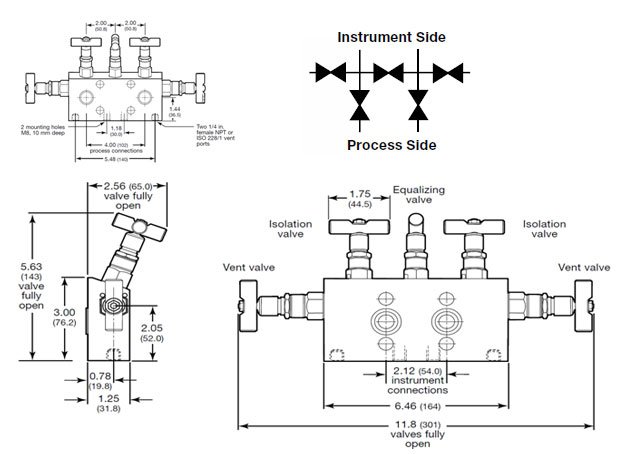 five way manifold direct mount type valve exporter