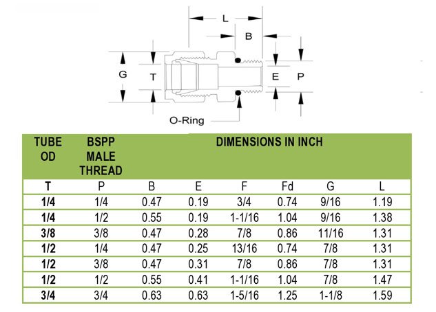 Tube Fittings Male Connector EO-Seal Straight Thread Exporter